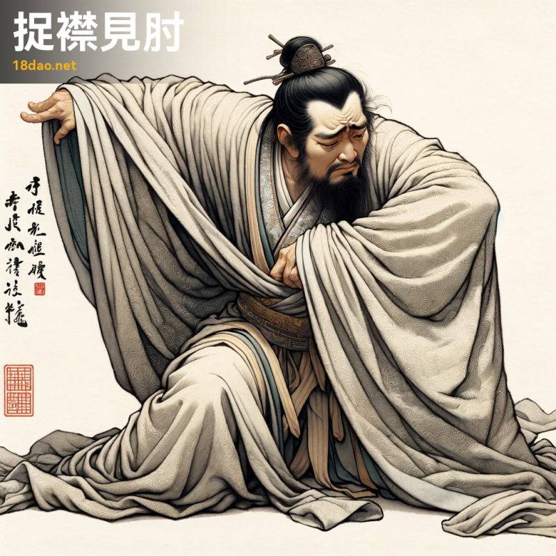 Tróc khâm kiến trửu (捉襟见肘)