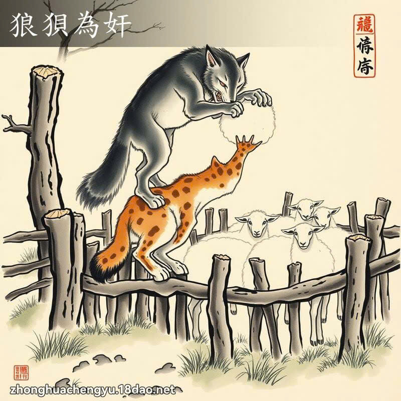 Lang bái vi gian (狼狈为奸)