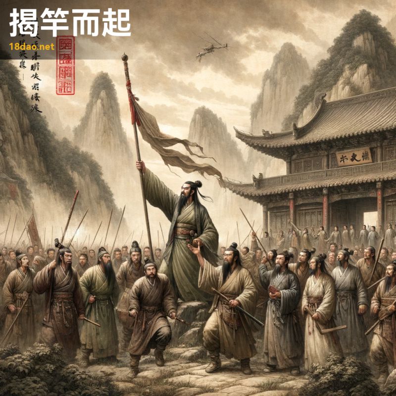 Yết can nhi khởi (揭竿而起)